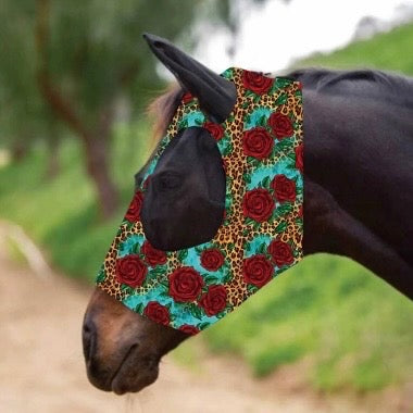 Red Rose Horse Lyrca Fly Mask