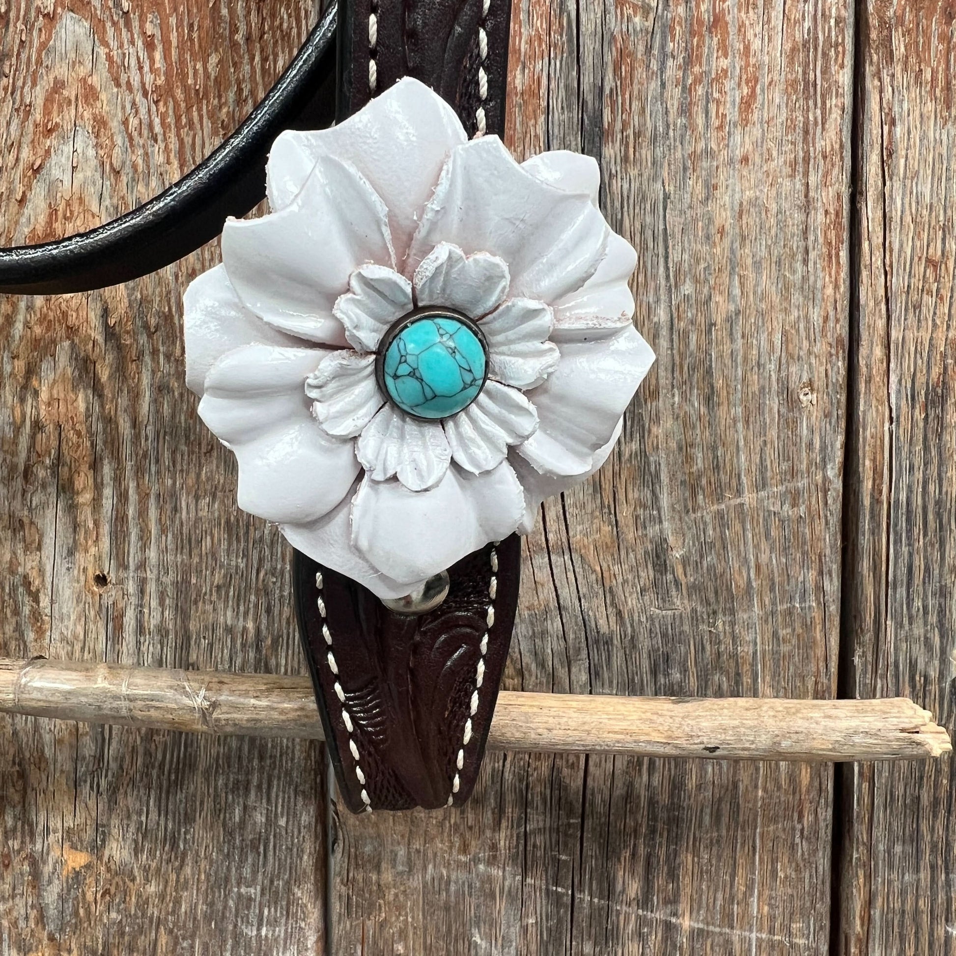 Dark Oil Floral Turquoise Cabochon Browband / Breastcollar Tack Set  #BBBC598