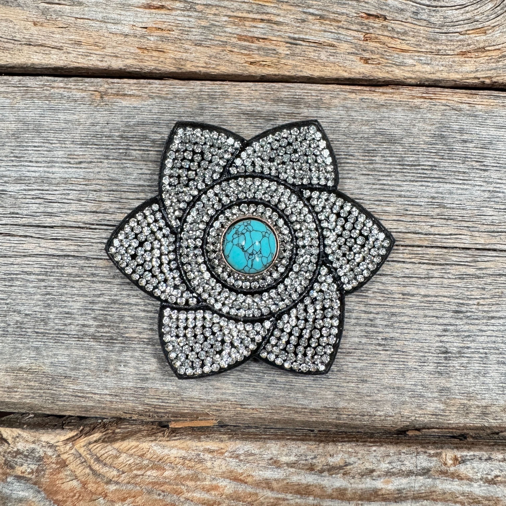 Black Pointed Flower Rhinestone Rosette - Assorted Conchos
