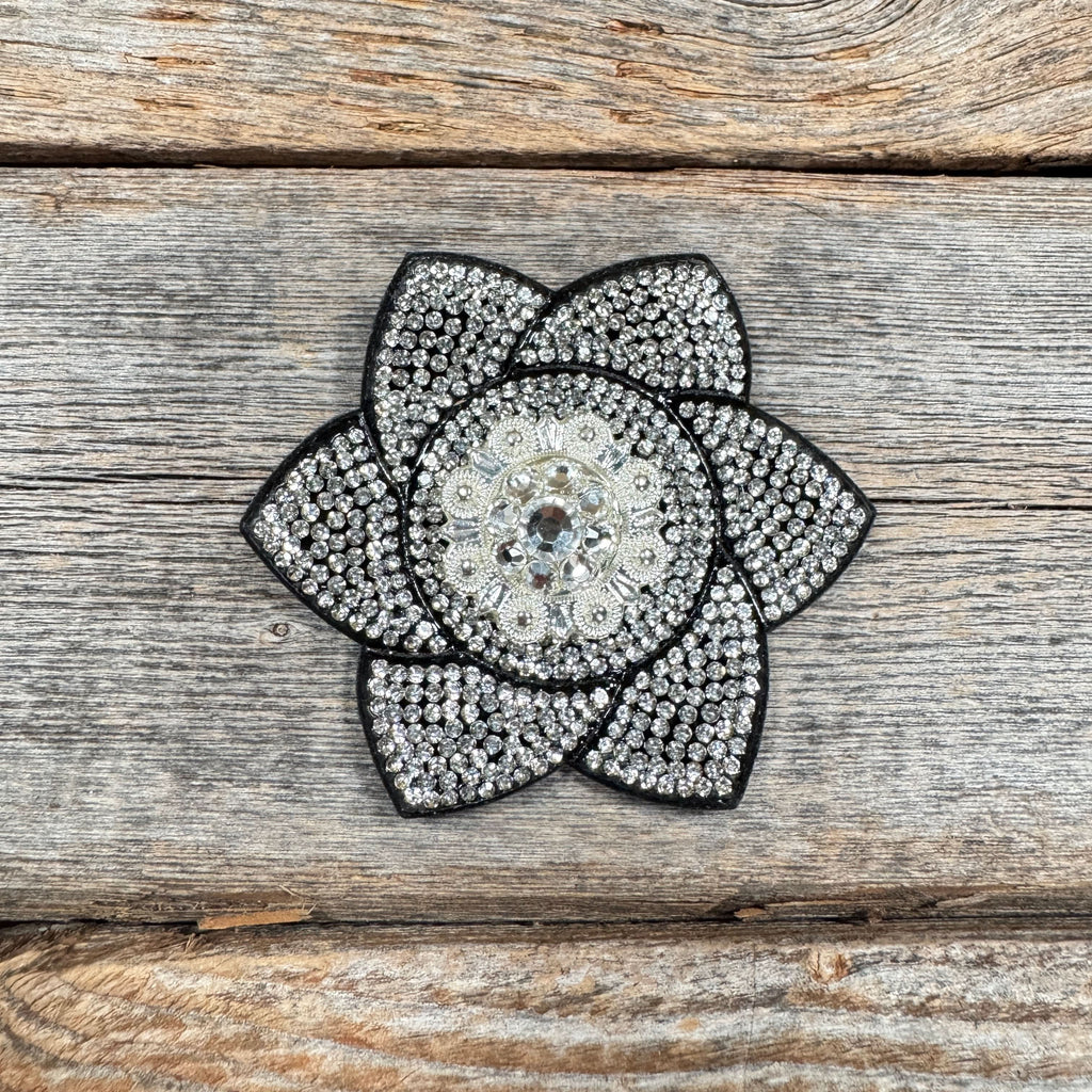 Black Pointed Flower Rhinestone Rosette - Assorted Conchos