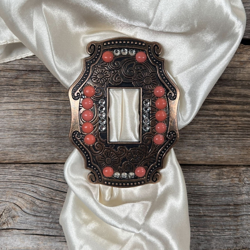 Extra Large Copper Coral and Clear Buckle Slide SCOCOCL