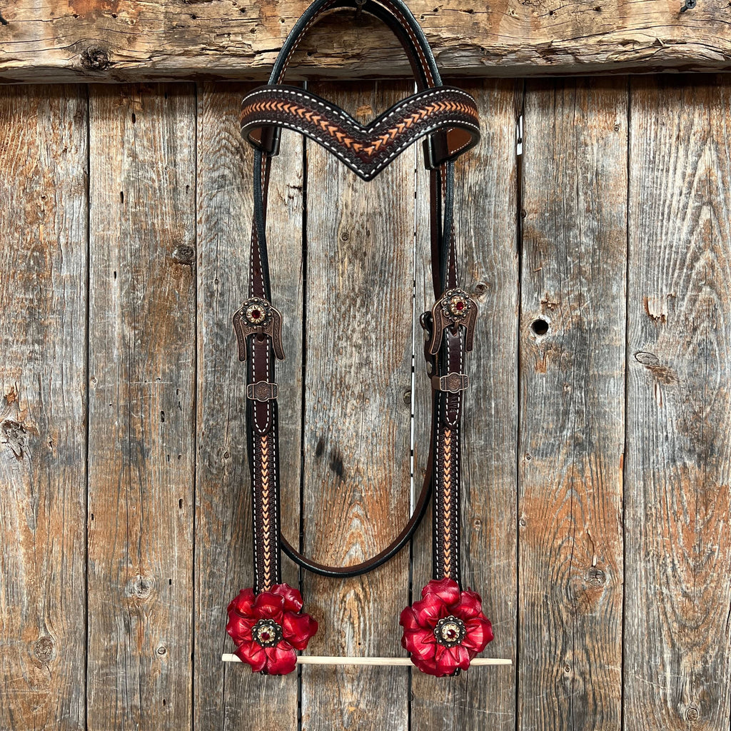 Foxtail Ruby - Champagne Browband/One Ear Headstall & Breastcollar Tack Set #BBBC595