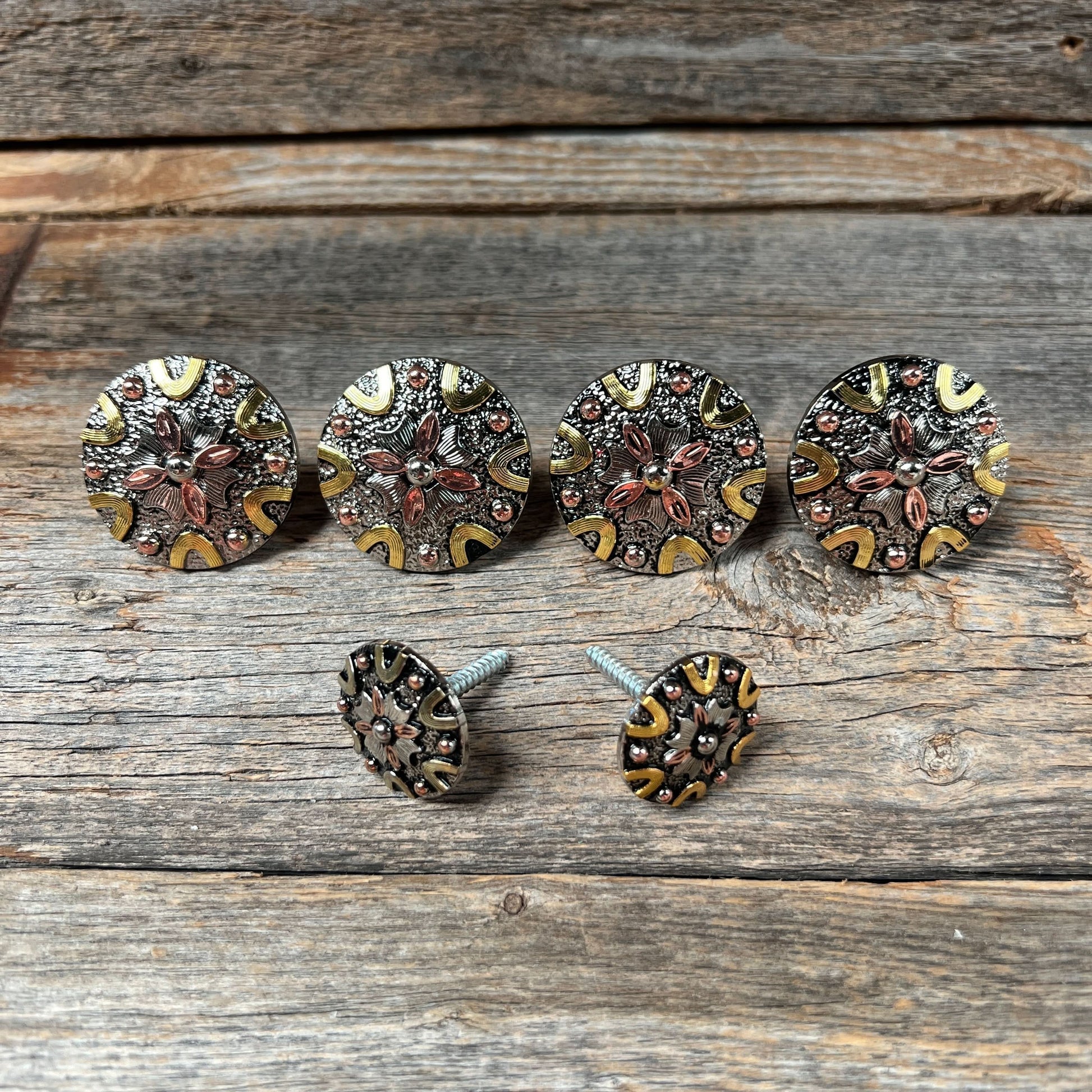 Floral Dots Antique Silver Saddle Set SSW147