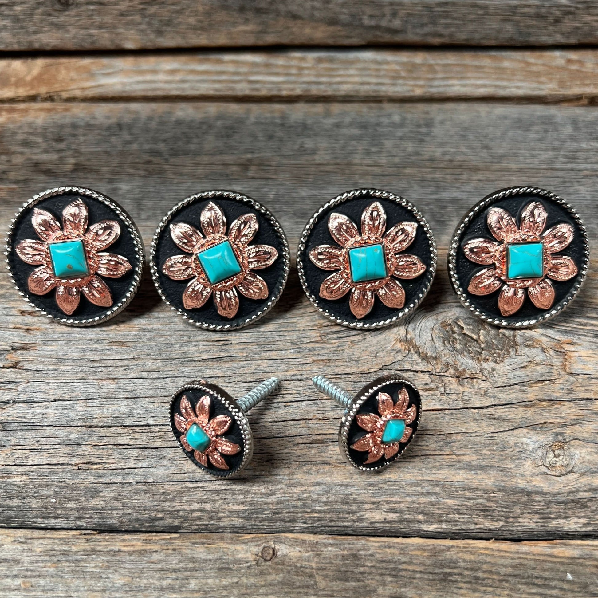 Copper Turquoise Sunflower Saddle Set SSW188