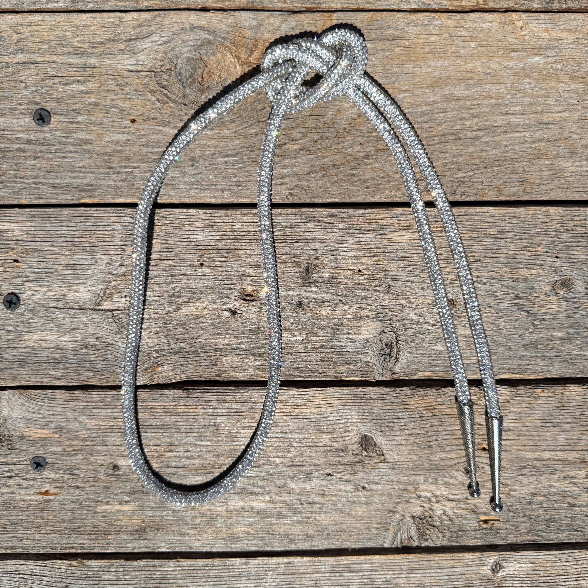 Clear Crystal Rhinestone Western Bolo Tie For Rodeo Themed Western Wear Collection
