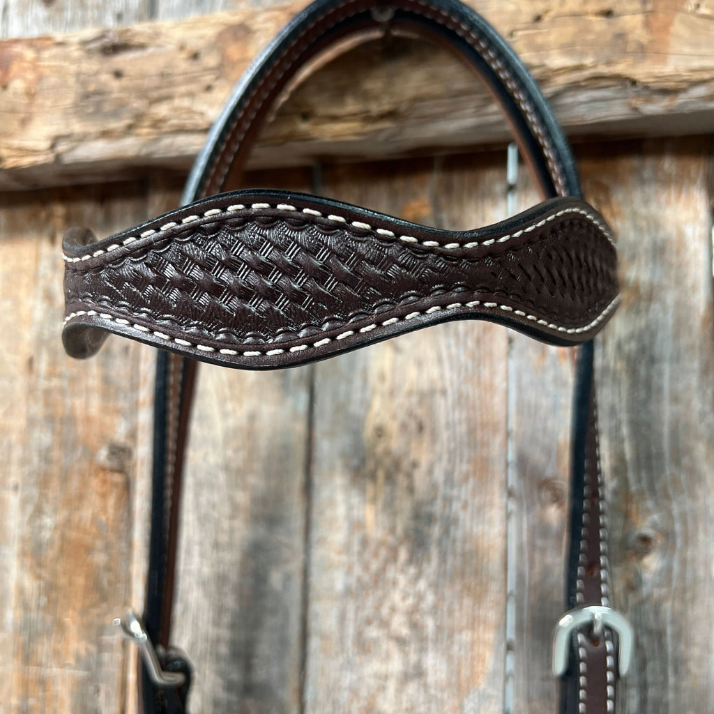 Basketweave Dark Oil Browband Headstall / Bridle