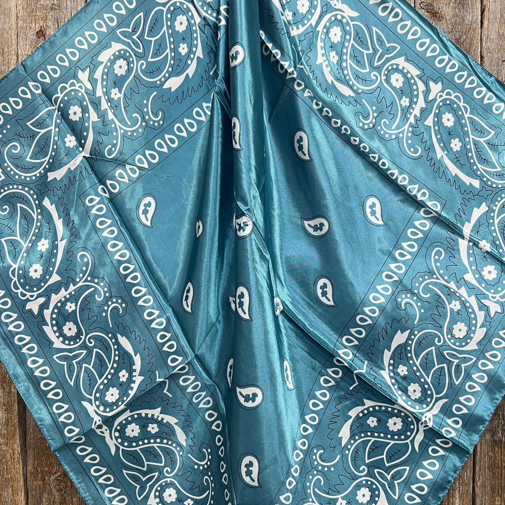 35X35"  Blue & White Paisley Wild Rag / Scarf WR3414