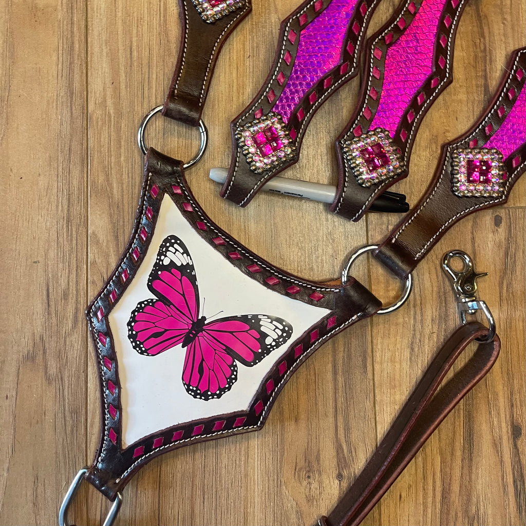 Pre Order Pink butterfly Western tack set