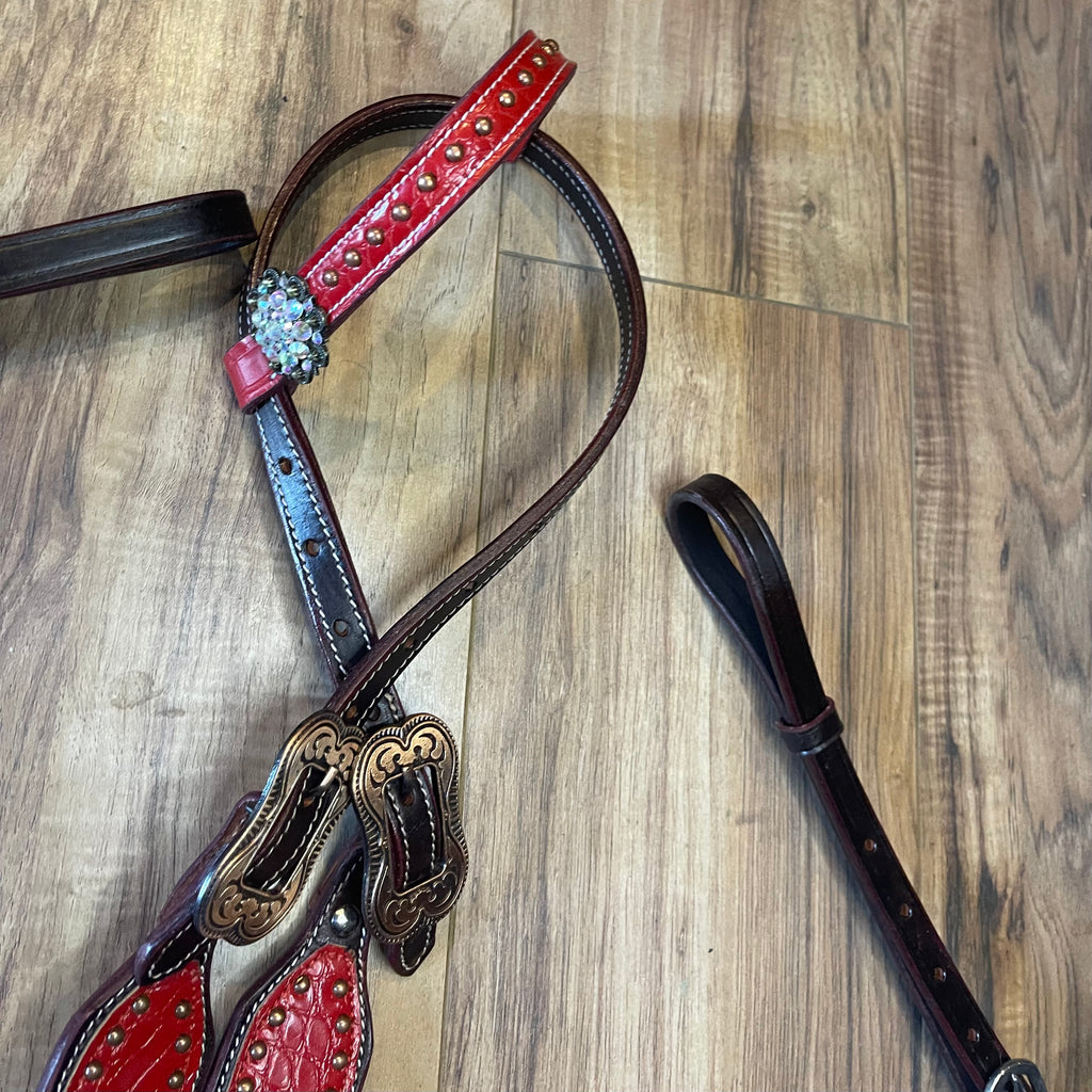 Pre Order Red Aligator texture Western tack set