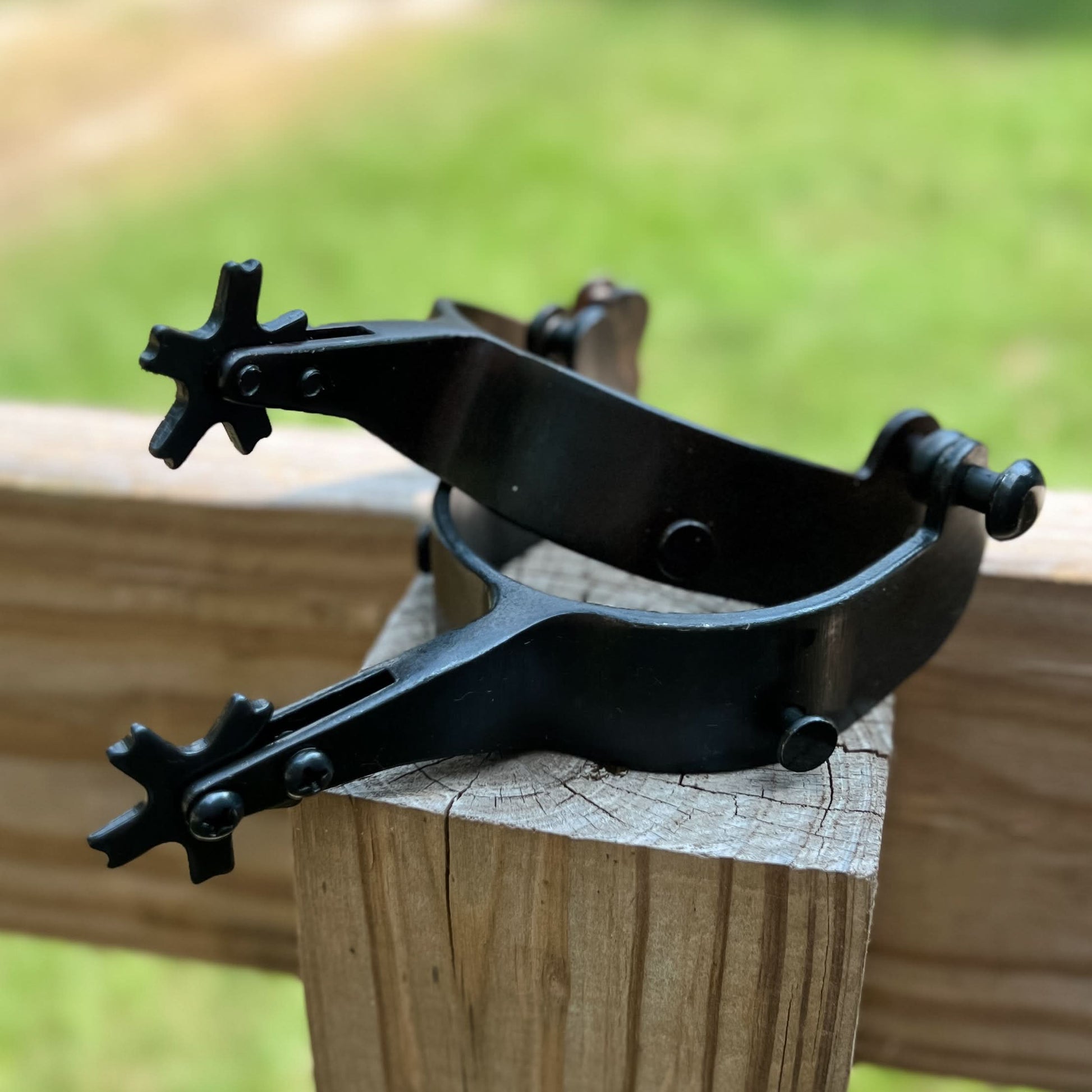AJ Tack Men's Black Bull Riding Spurs
