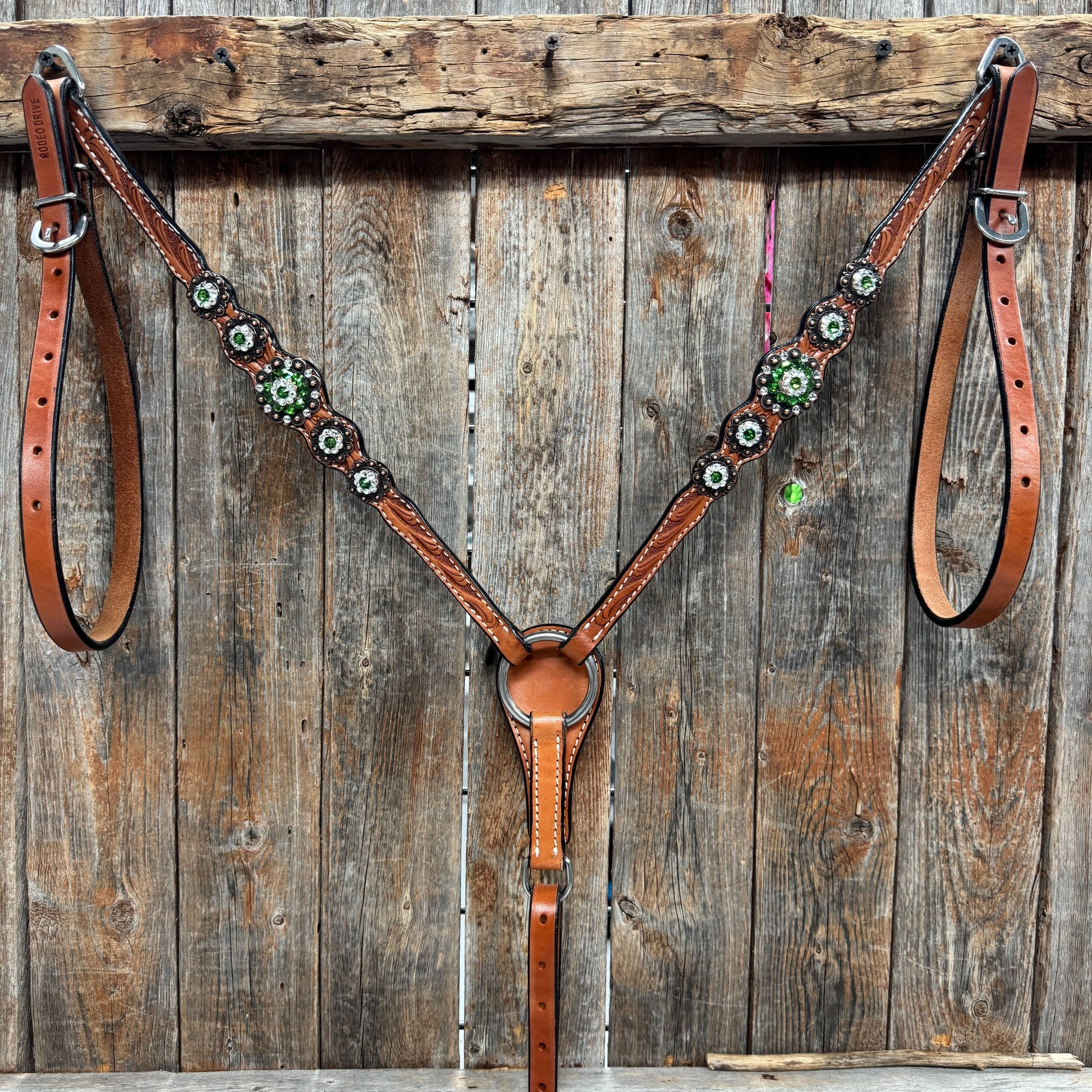 Light Oil Floral Fern, Clear Browband/One Ear Breastcollar Tack Set #BBBC677