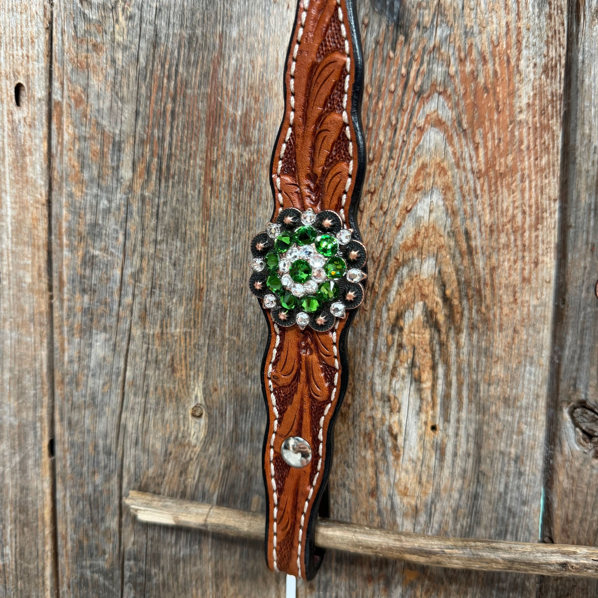 Light Oil Floral Fern, Clear Browband/One Ear Breastcollar Tack Set #BBBC677