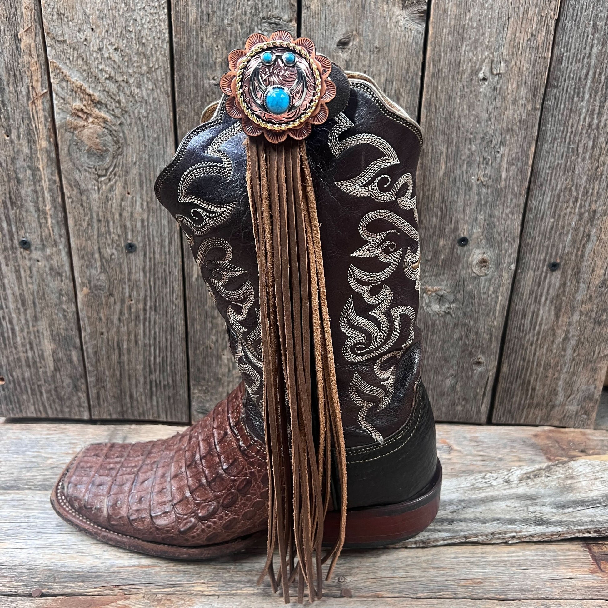Boot Cuff Jewelry - Squash Blossom Concho - Fringe