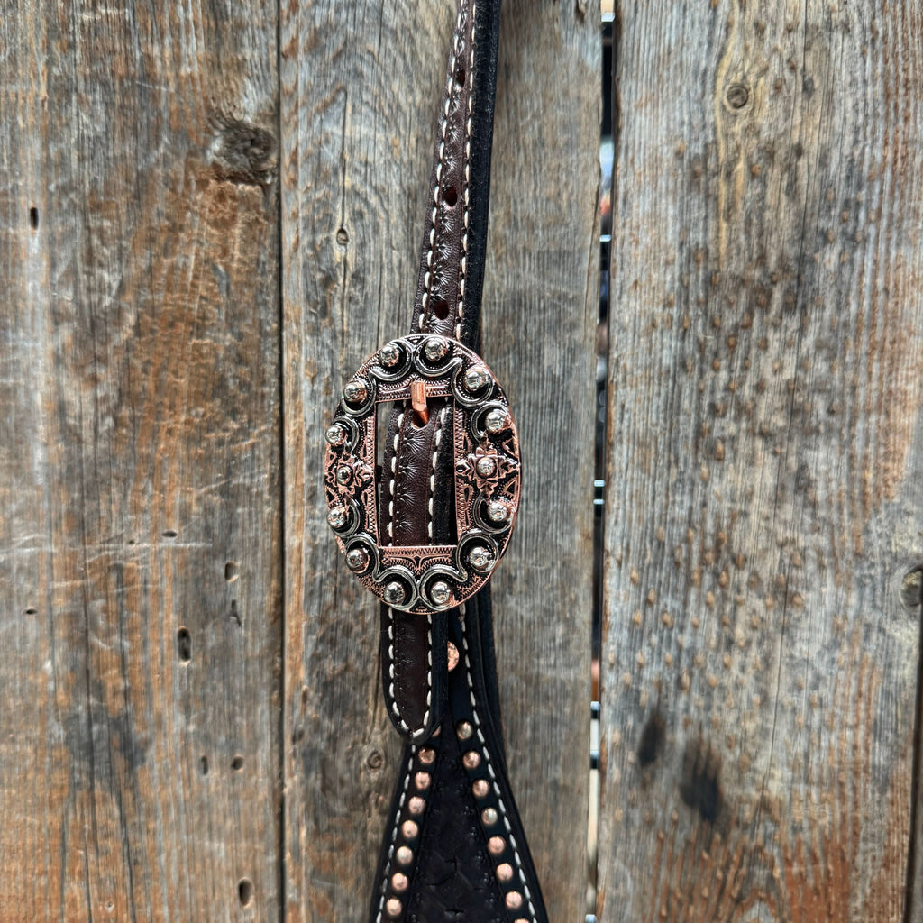 Copper Dot Honeycomb Western Browband / One Ear Tack Set #BBBC418