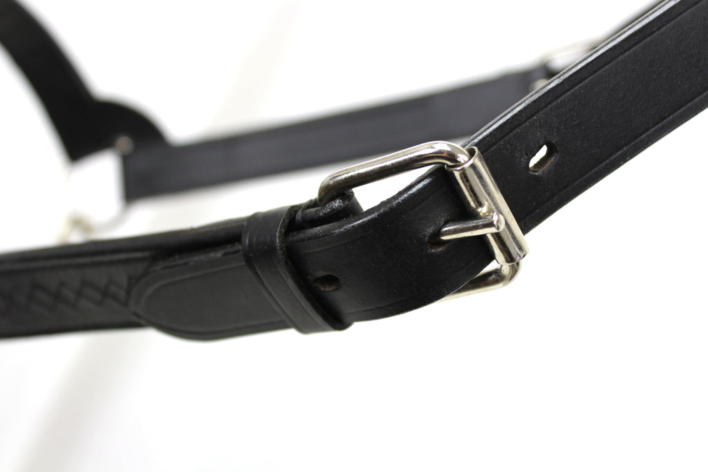 Derby Originals Premium Fancy Stitch Flat Leather Cattle Show Halter – Adjustable Fit with 48" Lead and 14" Chain, Small/Medium/Large – 1-Year Warranty