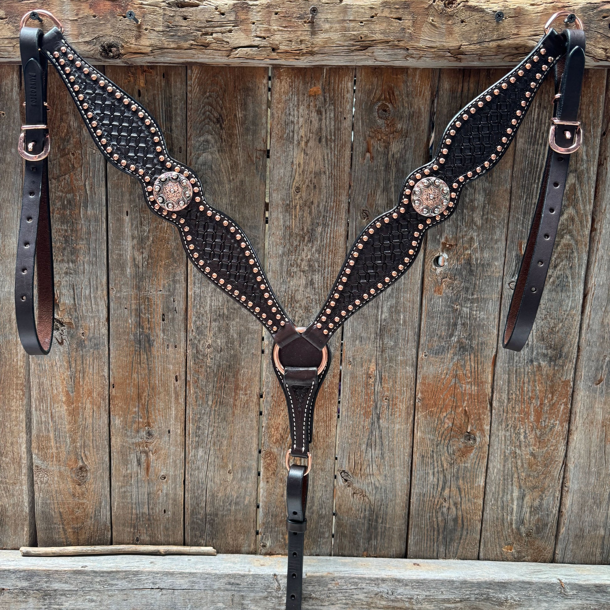 Copper Dot Honeycomb Western Browband / One Ear Tack Set #BBBC418