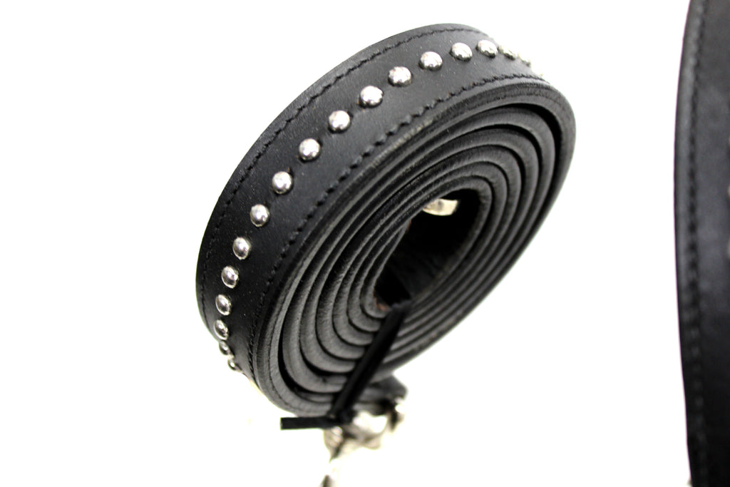 Derby Originals New and Improved Premium Show Spotted Flat Leather Cattle Show Halter, Small/Medium/Large, Adjustable Fit with 48" Lead and 14" Chain, Durable Hardware, 1-Year Warranty