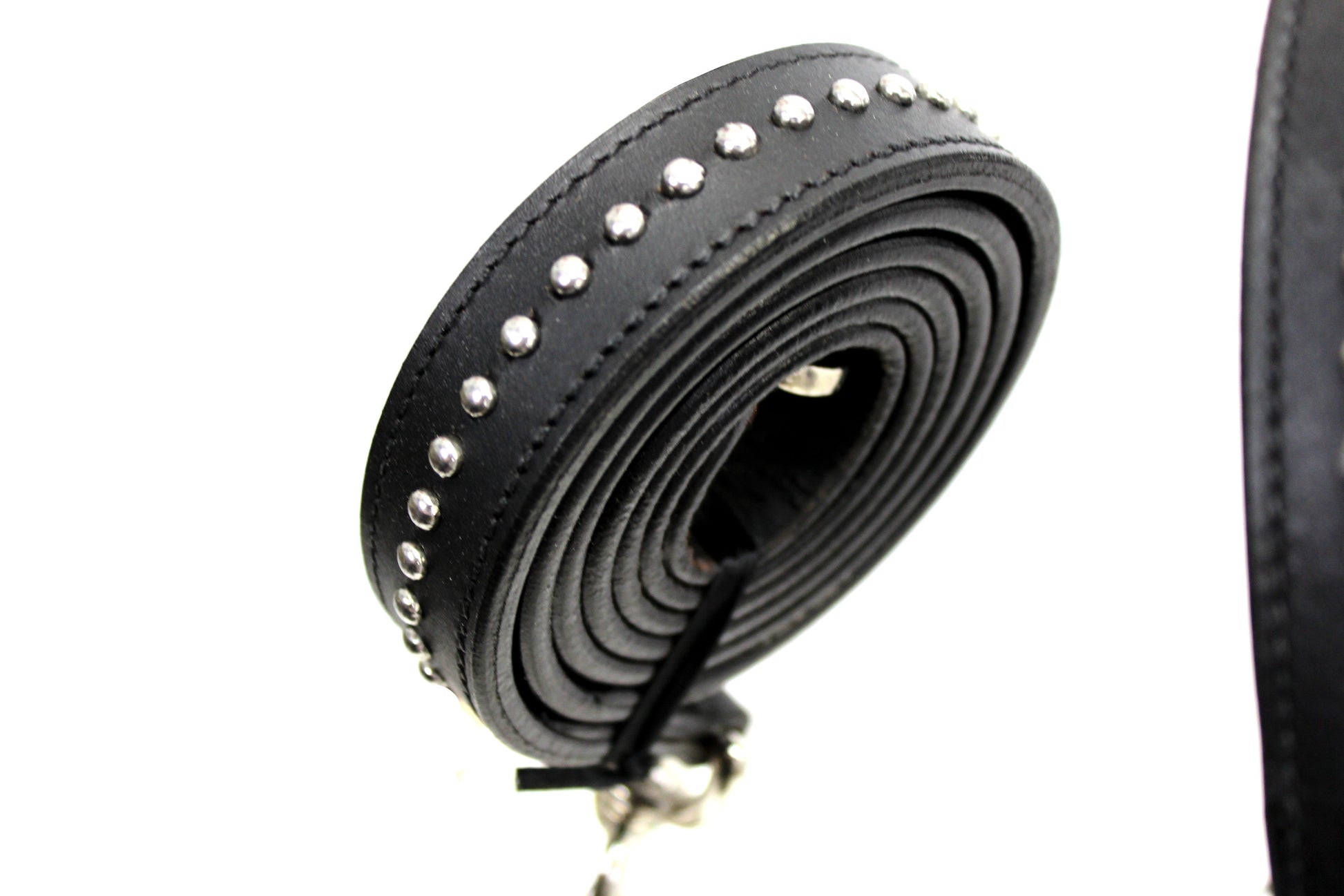 Derby Originals New and Improved Premium Show Spotted Flat Leather Cattle Show Halter, Small/Medium/Large, Adjustable Fit with 48" Lead and 14" Chain, Durable Hardware, 1-Year Warranty
