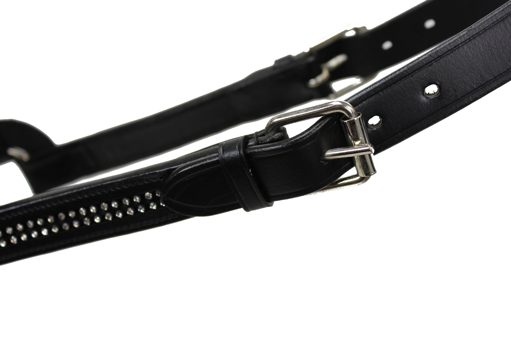 Derby Originals New and Improved Premium Show Spotted Flat Leather Cattle Show Halter, Small/Medium/Large, Adjustable Fit with 48" Lead and 19.5" Chain, Elegant Show Spots, 1-Year Warranty