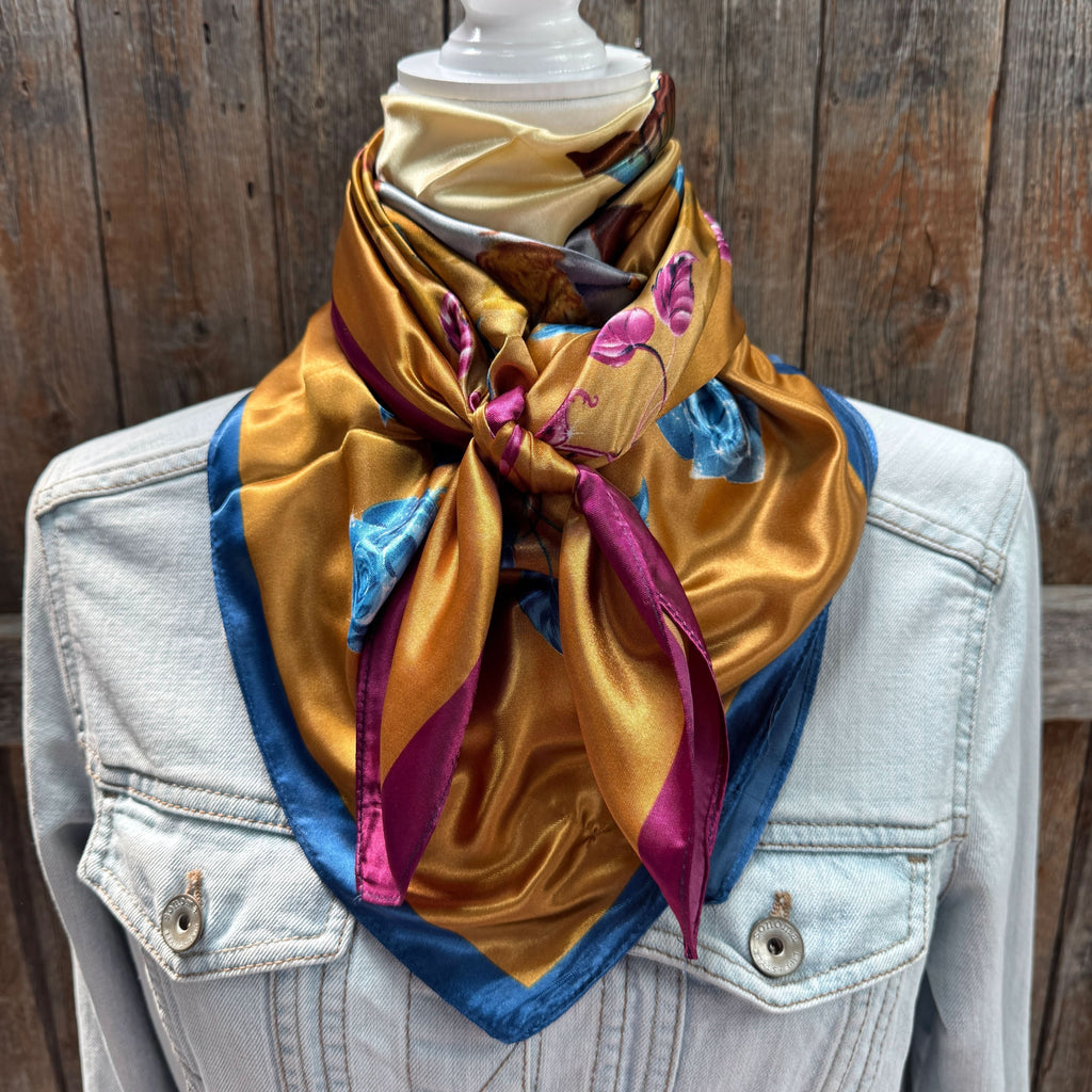 35X35" Purple and Blue Floral Wild Rag / Scarf WR3433