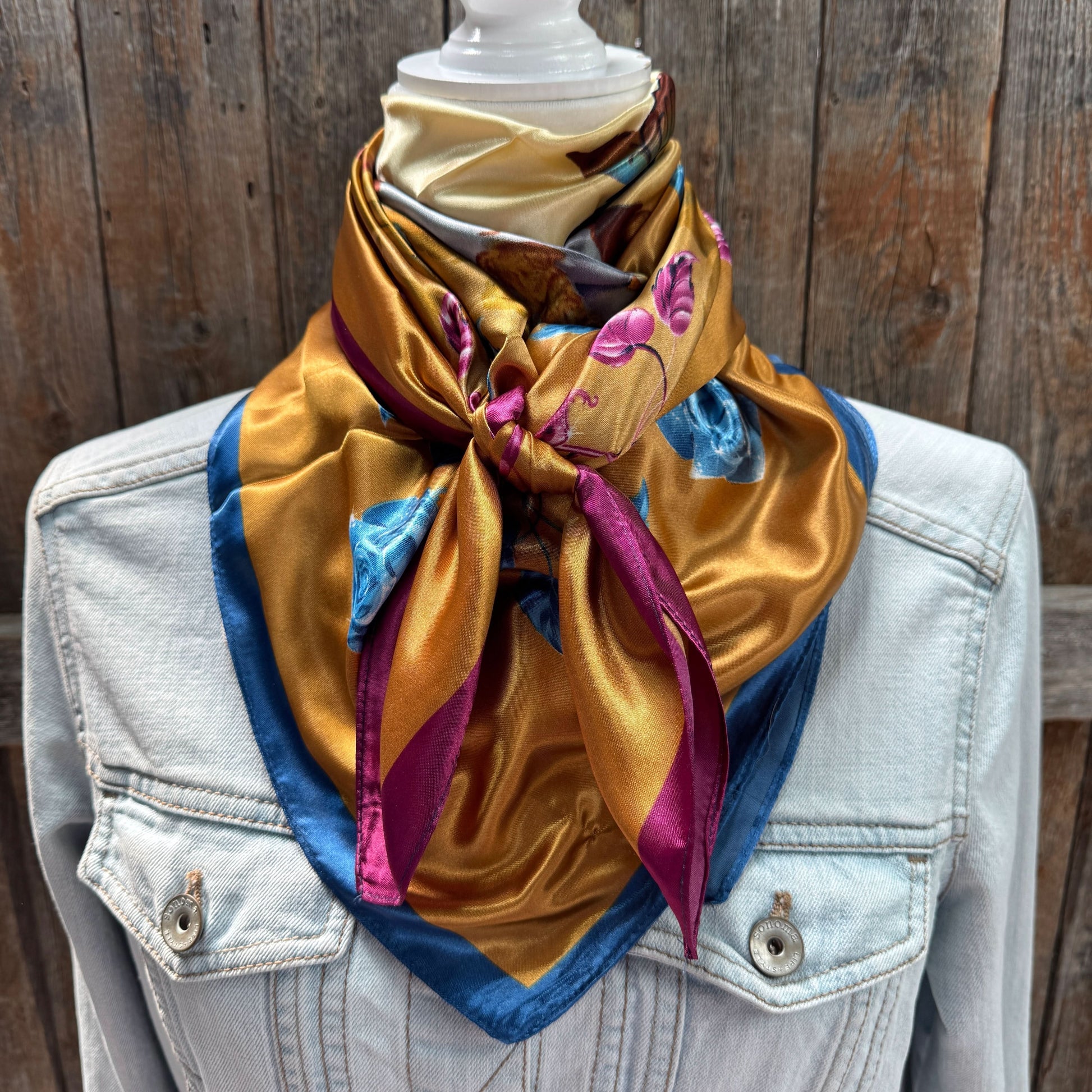 35X35" Purple and Blue Floral Wild Rag / Scarf WR3433