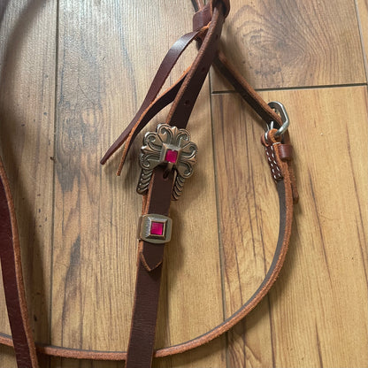 Burch Hill Tack Broadband Western Headstall- Pink Accent