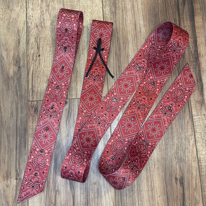 Nylon Patterned Tie Strap Set- Cinch Set- Red Bandana