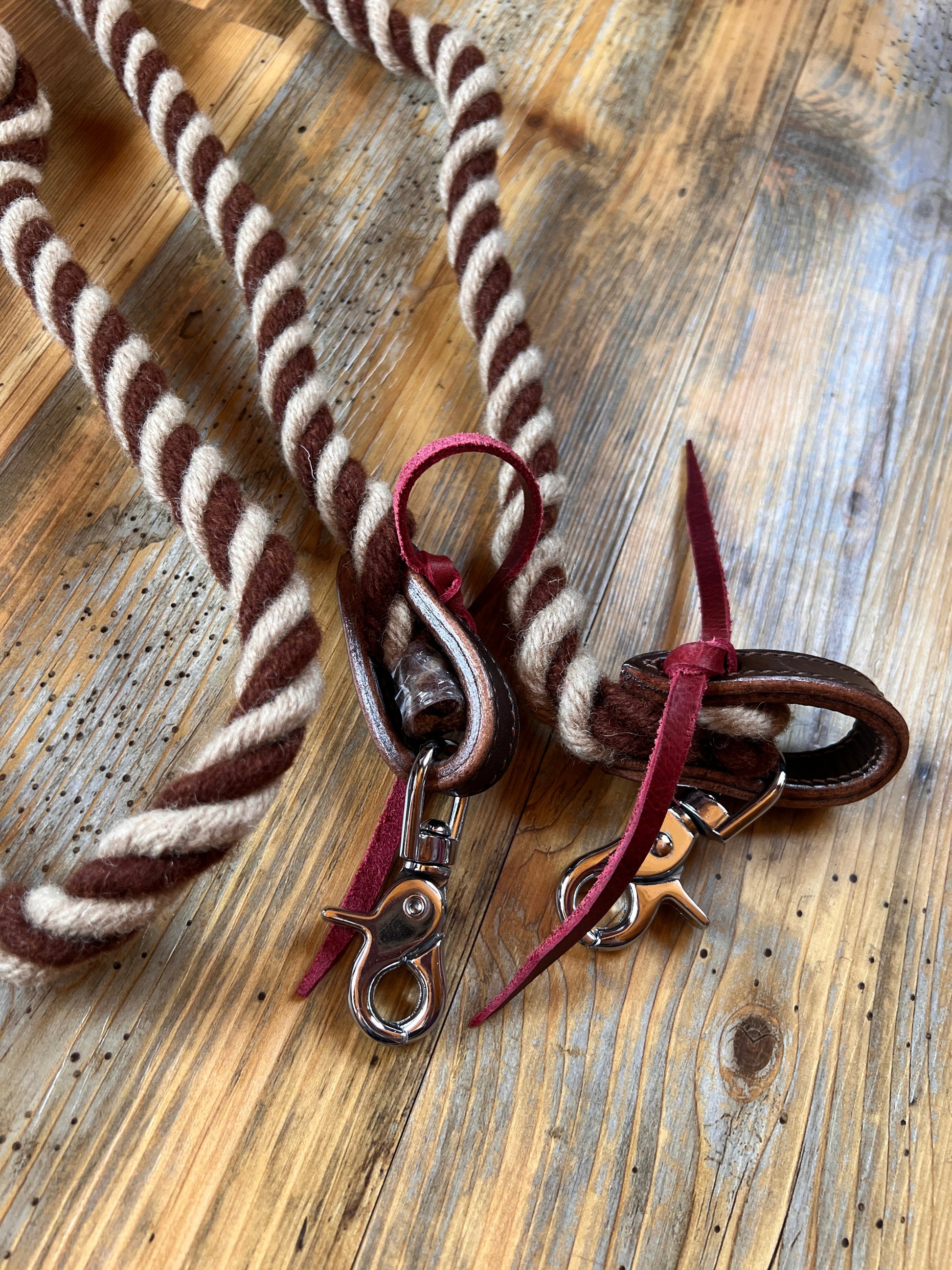Rustic Mocha Mohair Contest Reins - 8 Ft