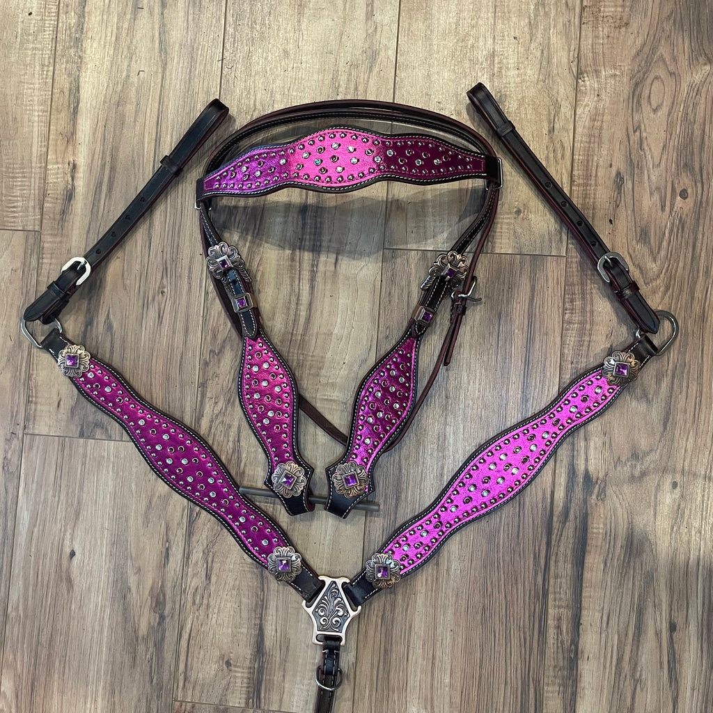 Magenta Browband Western tack set