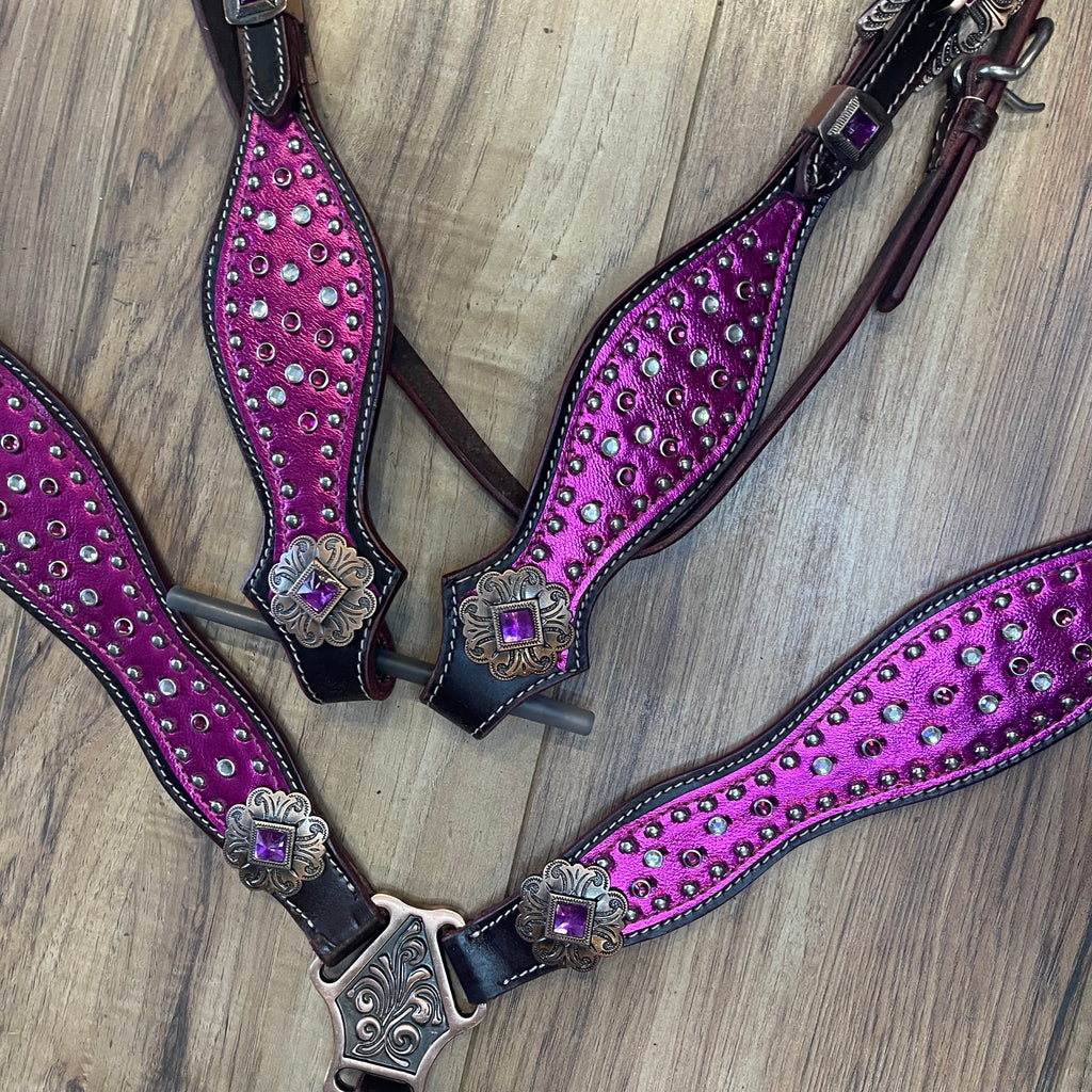 Magenta Browband Western tack set