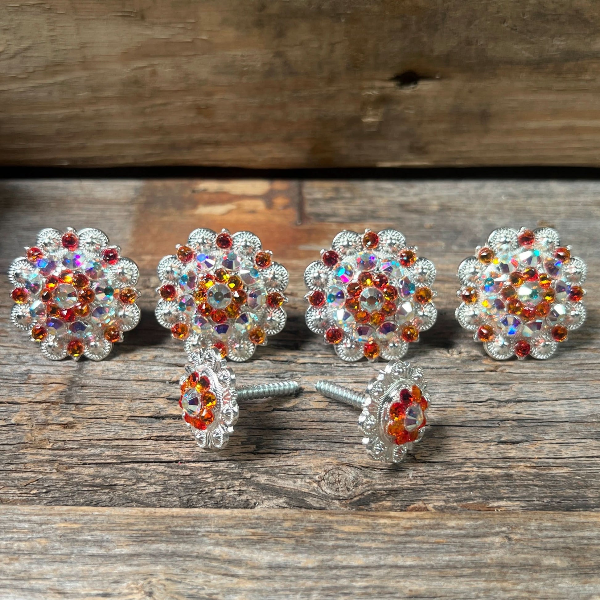 Bright Silver Fire Opal & AB Saddle Conchos