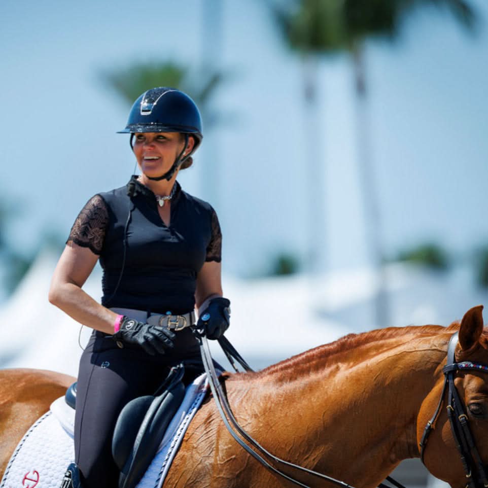 Charlie Short Sleeve Lace Riding Shirt - Black