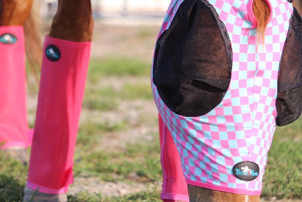Checks Out (Pink/Turquoise) Fly Mask