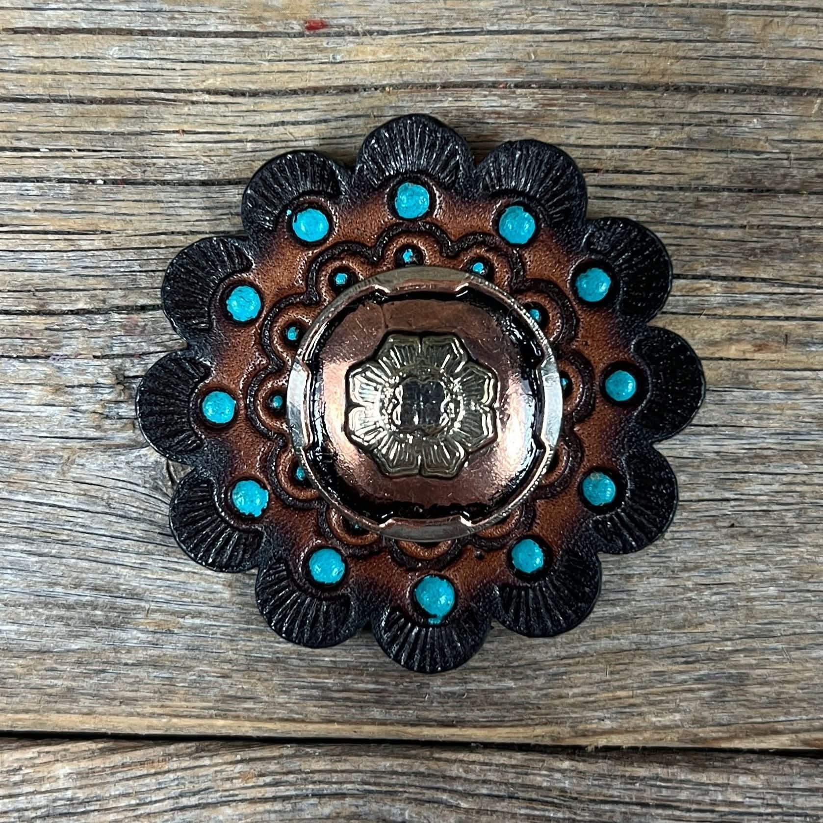 Copper & Gold Flower Western Concho W192