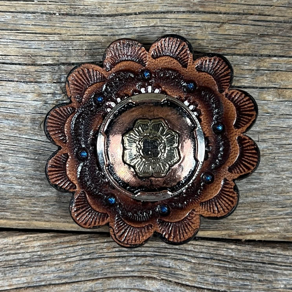 Copper & Gold Flower Western Concho W192