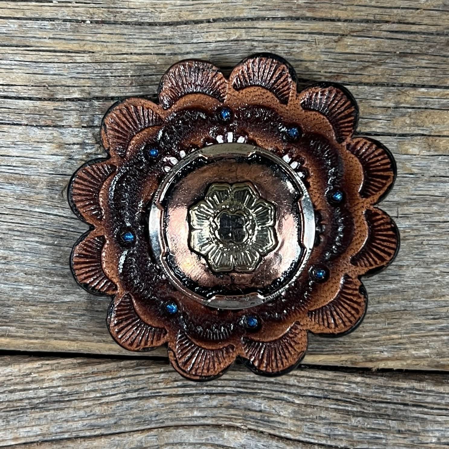 Copper & Gold Flower Western Concho W192