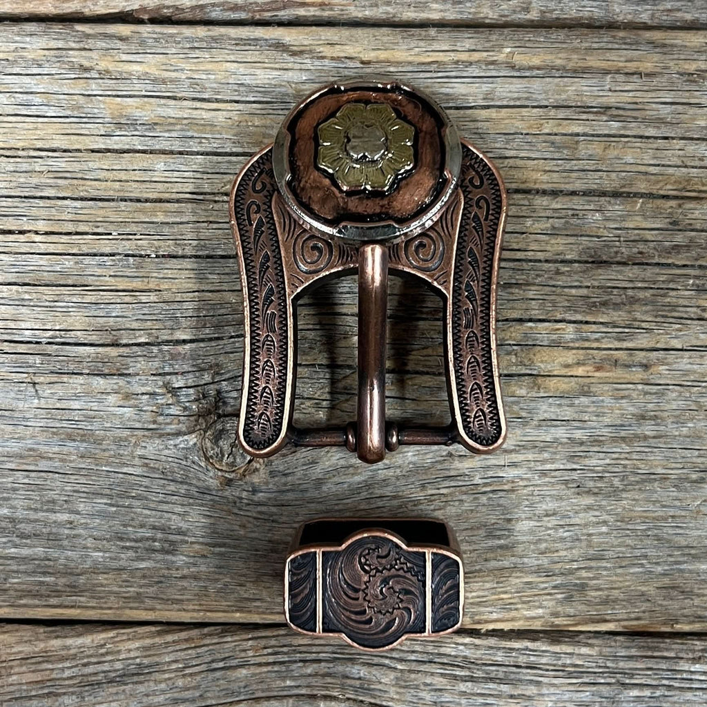 Copper & Gold Flower Western Concho W192