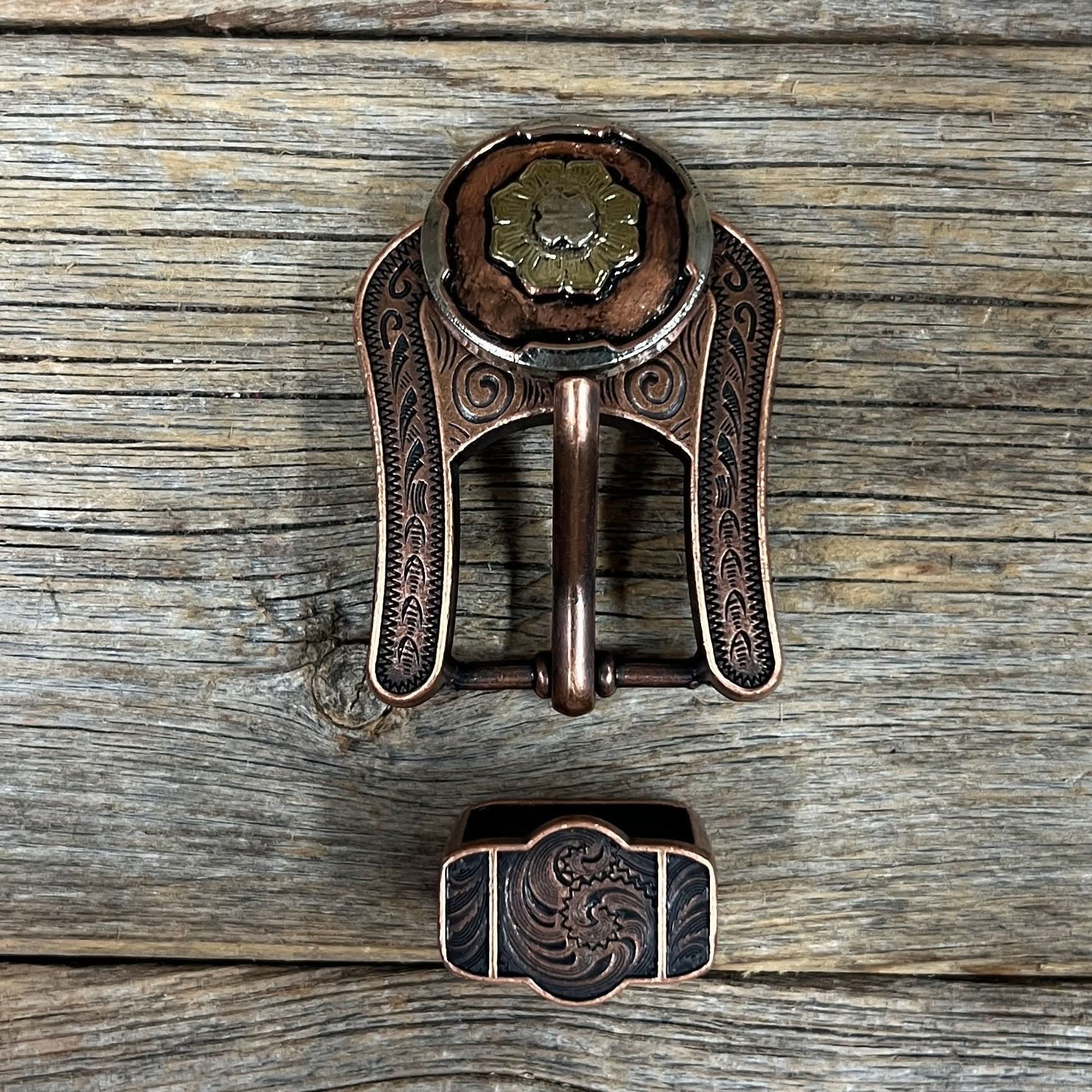 Copper & Gold Flower Western Concho W192