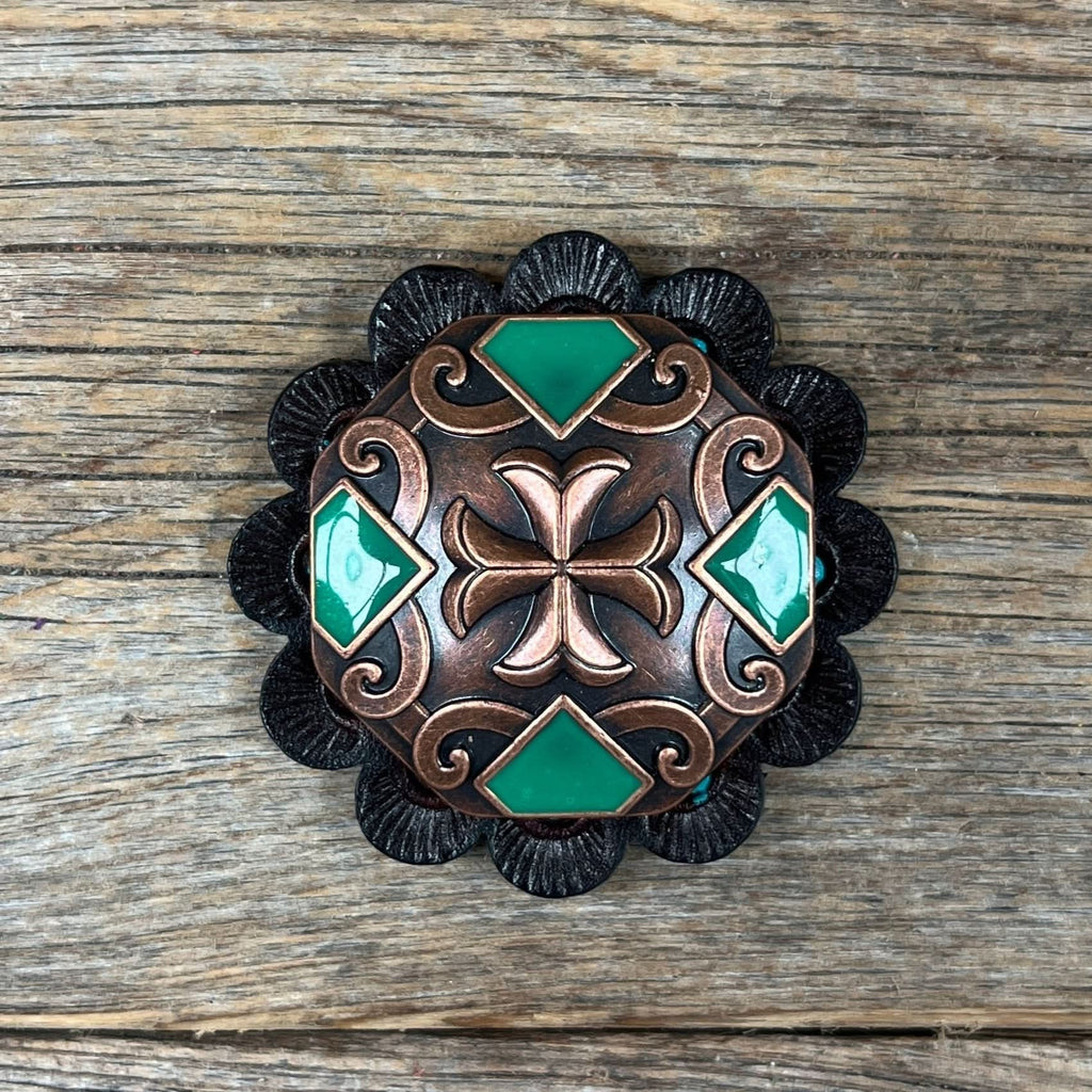 Copper Emerald Green Western Concho W209