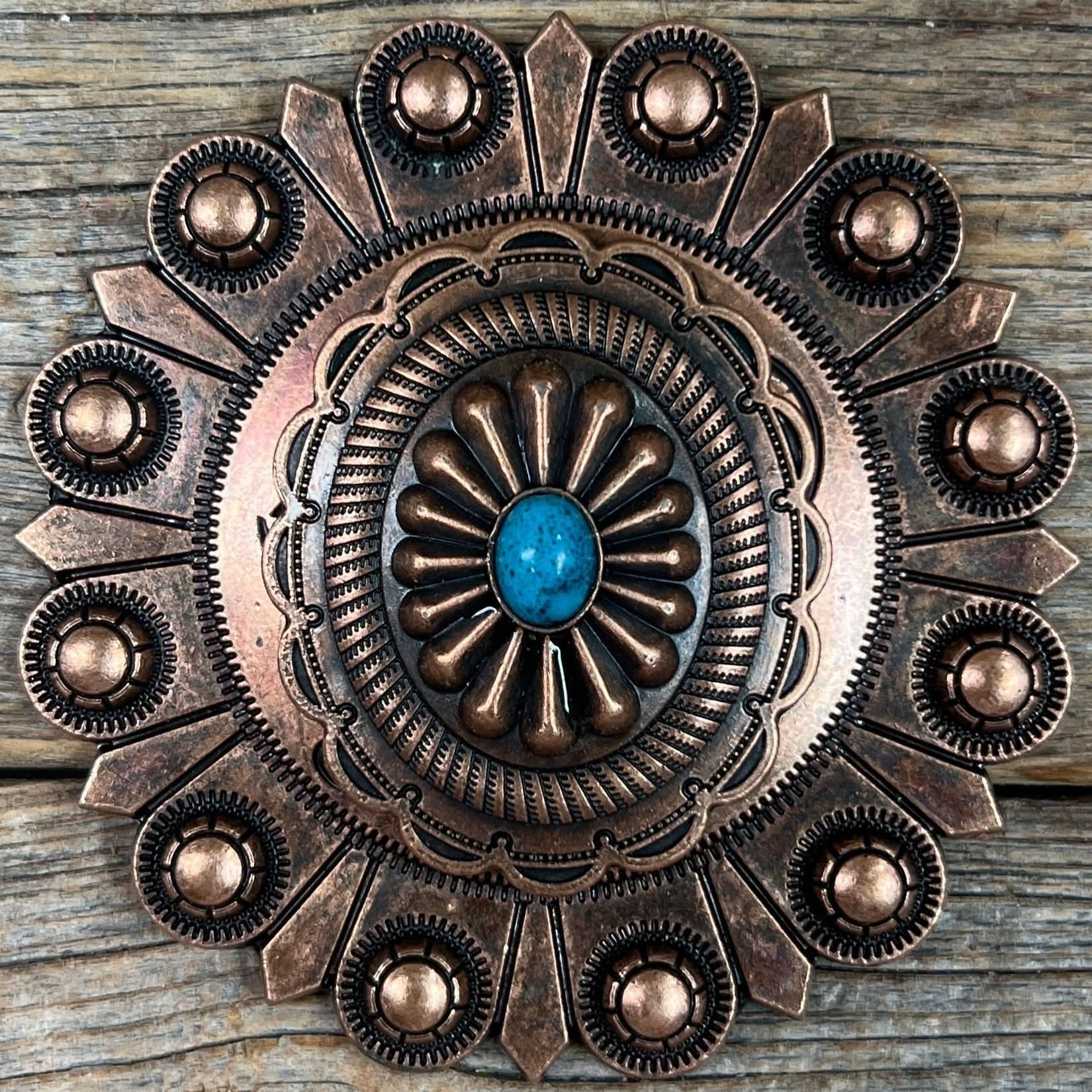 Copper Turquoise Oval Western Concho W179