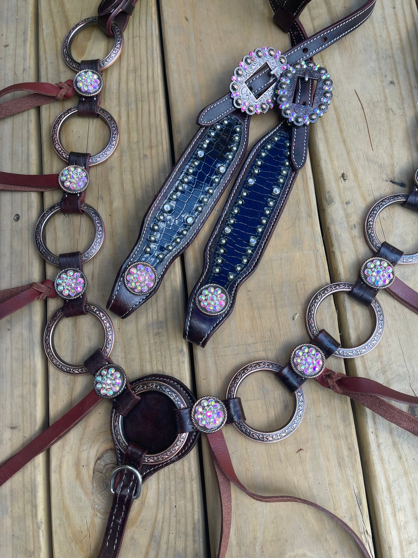Ring Western Tack Set Headstall Breastcollar