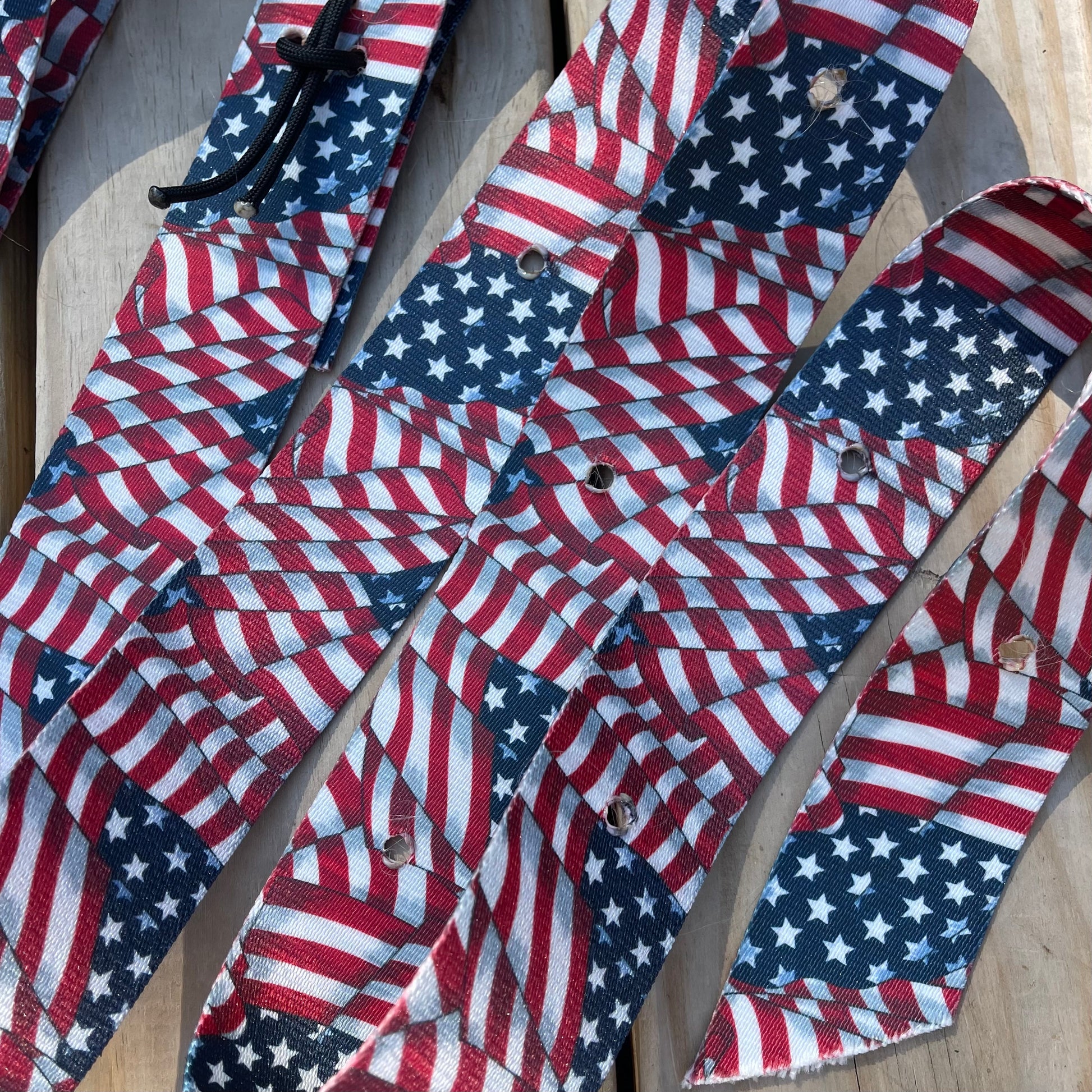Nylon Patterned Tie Strap Set- Cinch Set- Red, white and blue American flag