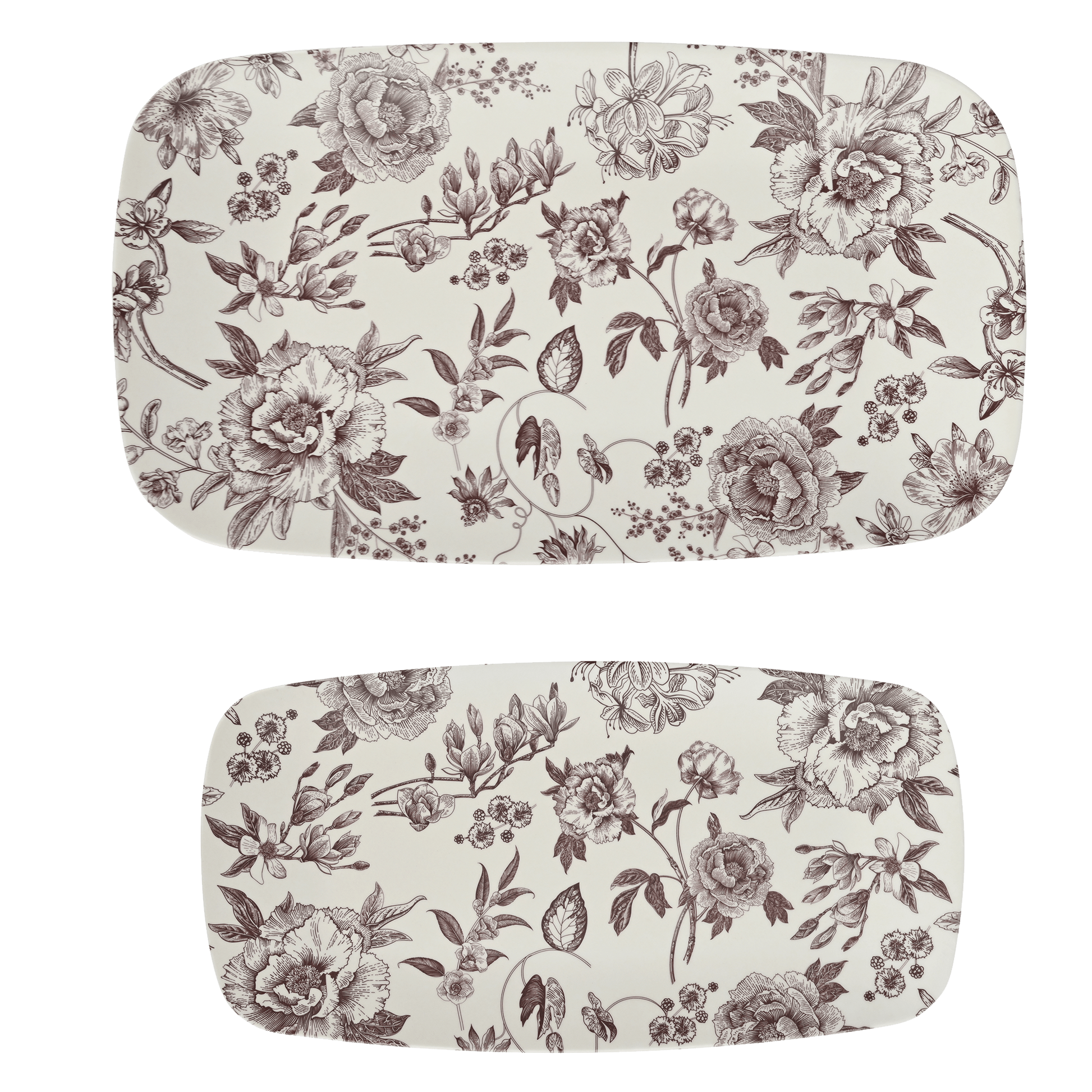 Brown Delft Stacking Melamine Tray - set of 2