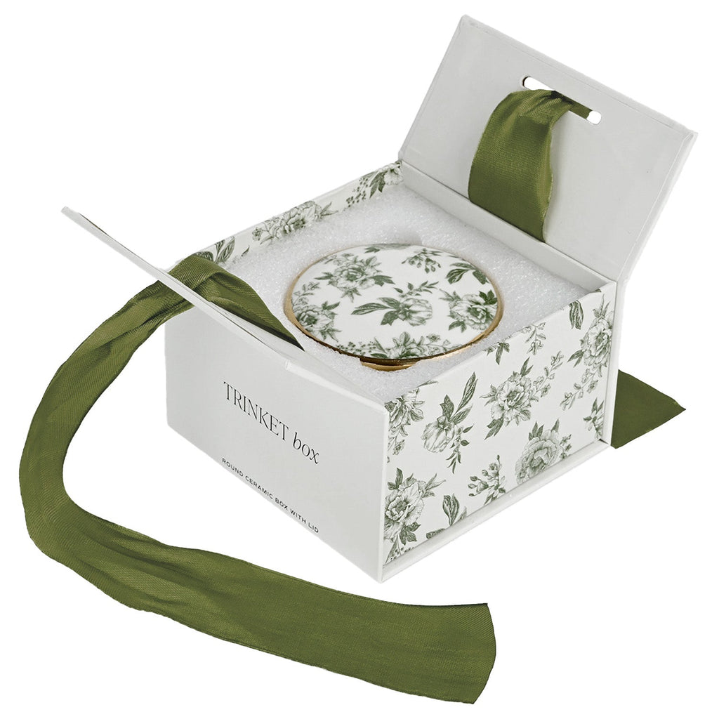 Green Delft Trinket Dish with Lid