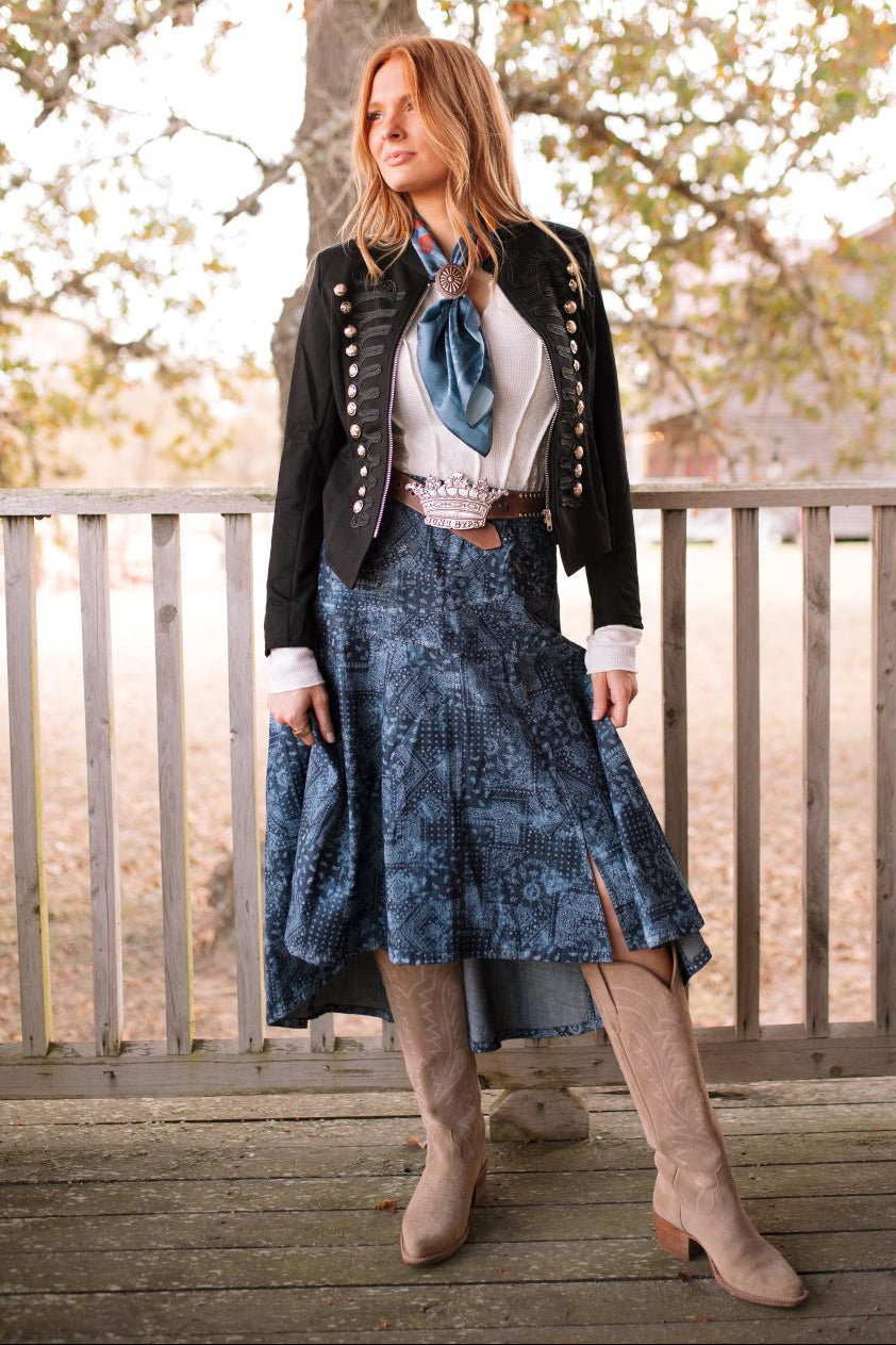 Denim Rose Skirt