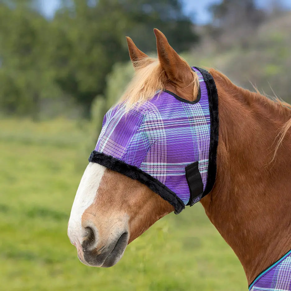 Draft Horse Fly Mask with Fleece Trim & 73% UV Protection - Open Top Design