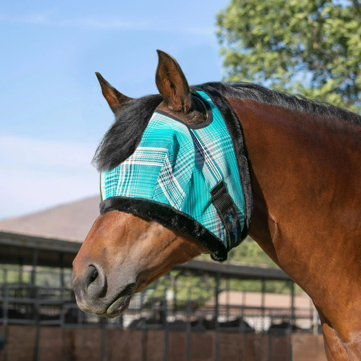 Fly Mask with Fleece Trim & 73% UV Protection - Open Top Design