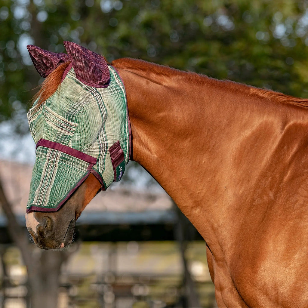 Fly Mask with Long Nose, Ears & 73% UV Protection