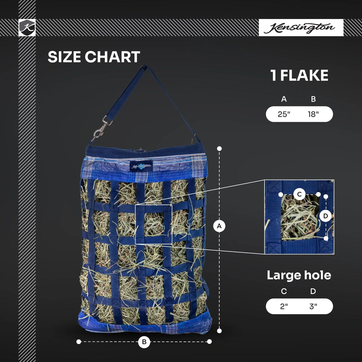 Slow Feed Hay Bag with Easy Load Rim - 1 Flake Capacity