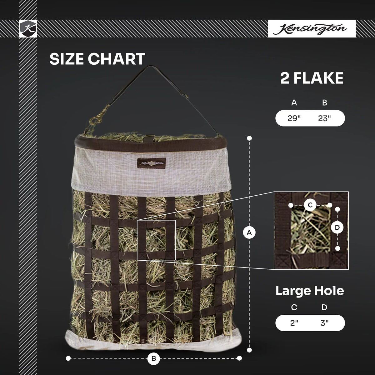 Slow Feed Hay Bag with Easy Load Rim - 2 Flake Capacity